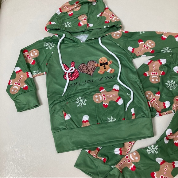 Christmas cute gingerbread hoodie pants set - Picture 3 of 5